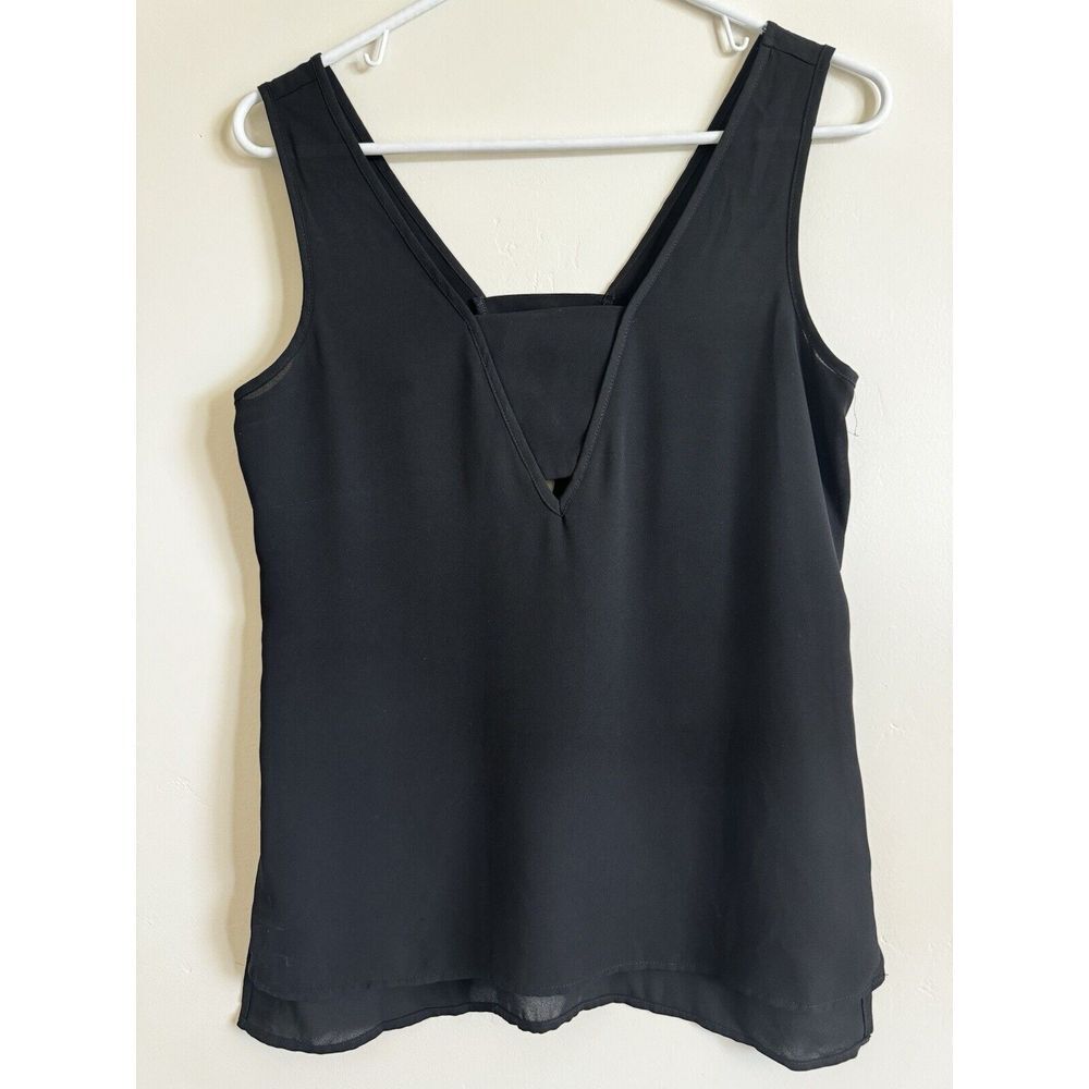 Express Women's Chiffon Split Back Tank Top Camisole Shirt Black Size Xs